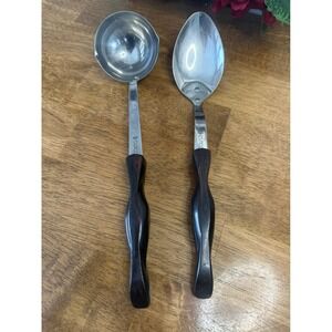 Vintage Cutco USA Ladle &‎ Serving Spoon – Black Swirl Handles – Stainless Steel